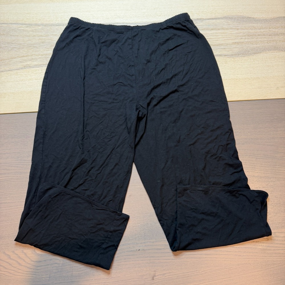 J JILL Pants Women Large Stratch Elastic Waist‎ Pull On Black Wide Leg - Picture 2 of 9